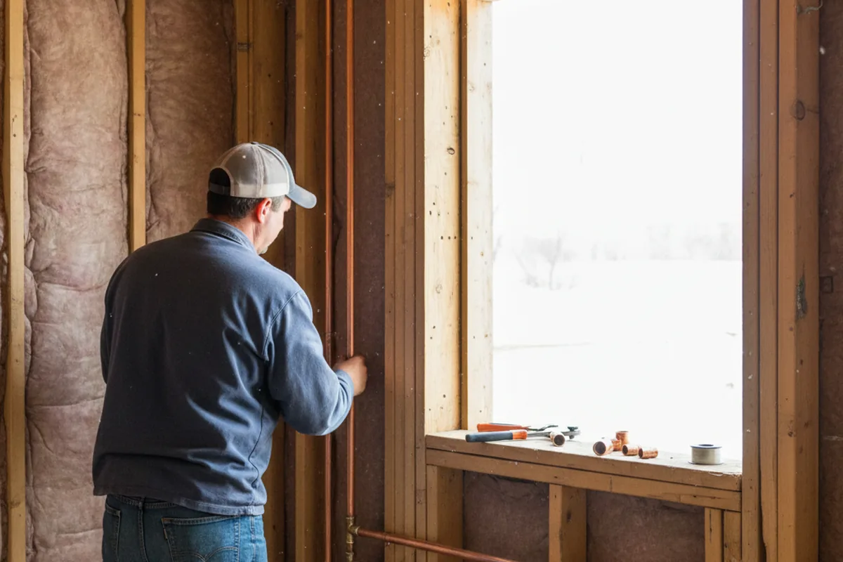 Licensed plumber running new copper supply lines in a Belleville home