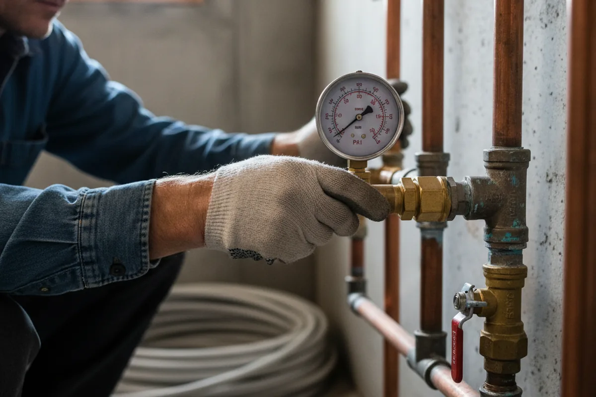 Pressure testing a repaired line during Water Line Repair in Belleville